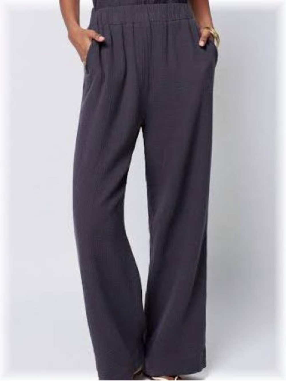 Faherty Dream Cotton Gauze Women's Wide-Leg Pull-On Pants - washed black, medium